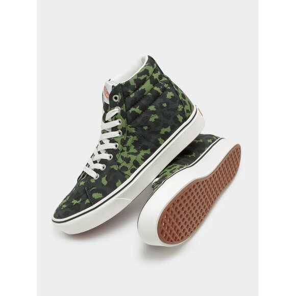 Vans Comfycush SK8 Hi Sneakers in Cactus Green Leopard - Picture 1 of 16